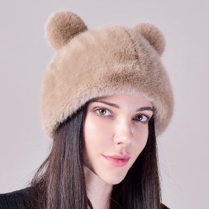 Faux Fur Hat with Cute Panda Ears for Women, Perfect for Autumn and Winter!